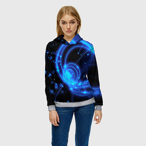 Женская толстовка Неоновый космос Neon space / 3D-Меланж – фото 3