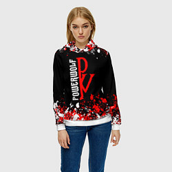 Толстовка-худи женская Powerwolf брызги красок, цвет: 3D-белый — фото 2