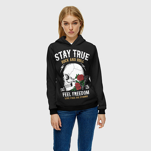 Женская толстовка Сила в правде, а правда в рок-н-ролле! / 3D-Черный – фото 3
