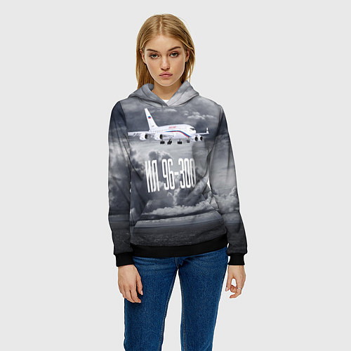 Женская толстовка Пассажирский самолет Ил 96-300 / 3D-Черный – фото 3