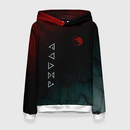 Женская толстовка The witcher Волк Черные Молнии / 3D-Белый – фото 1