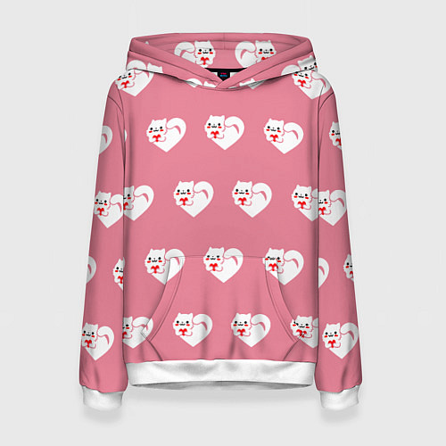 Женская толстовка Орнамент сердце кот / 3D-Белый – фото 1