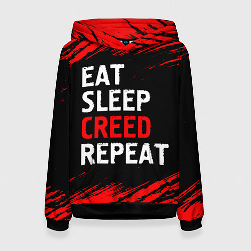 Женская толстовка Eat Sleep Creed Repeat - Краски / 3D-Черный – фото 1