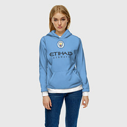 Толстовка-худи женская Manchester City Манчестер Сити Домашняя форма 2022, цвет: 3D-белый — фото 2