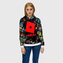 Толстовка-худи женская ROBLOX СЮЖЕТЫ И ЛОГОТИП, цвет: 3D-белый — фото 2