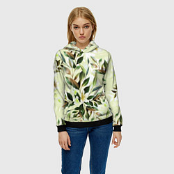 Толстовка-худи женская Цветы Липовый Сад, цвет: 3D-черный — фото 2