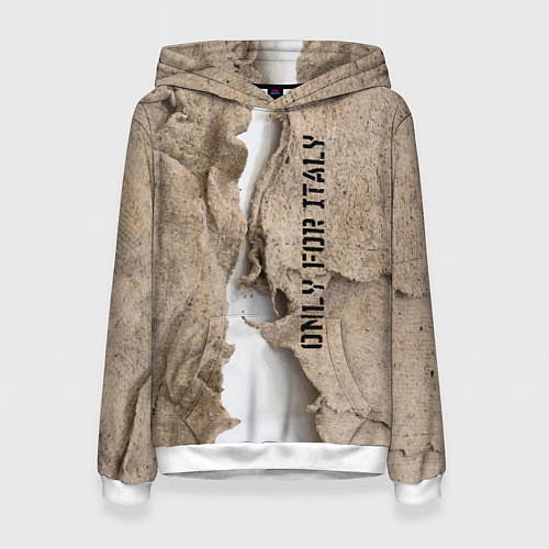 Женская толстовка Только для Италии Мешковина Рваньё Only for Italy / 3D-Белый – фото 1