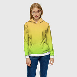 Толстовка-худи женская GRADIEND YELLOW-GREEN, цвет: 3D-белый — фото 2