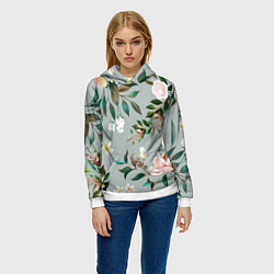 Толстовка-худи женская Цветы Цветочный Букет, цвет: 3D-белый — фото 2