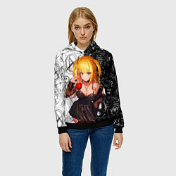 Толстовка-худи женская Миса с яблоком Тетрадь смерти, цвет: 3D-черный — фото 2