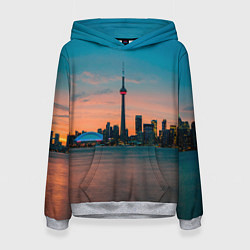 Толстовка-худи женская Закат в Торонто, цвет: 3D-меланж