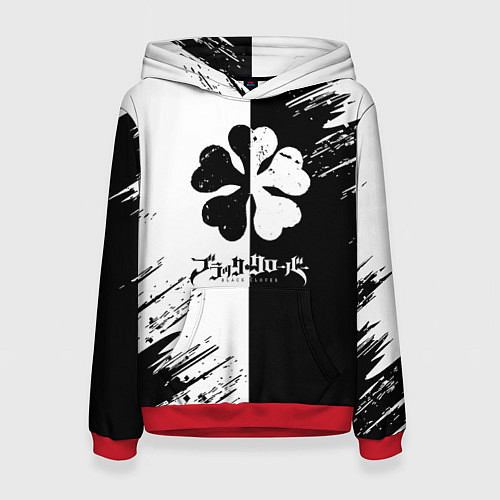 Женская толстовка Чёрный клевер черное белое текстура / 3D-Красный – фото 1