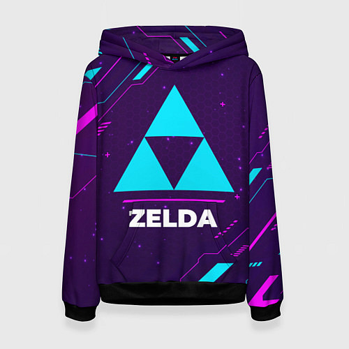 Женская толстовка Символ Zelda в неоновых цветах на темном фоне / 3D-Черный – фото 1