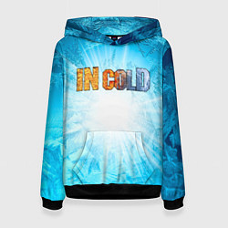 Толстовка-худи женская IN COLD horizontal logo with blue ice, цвет: 3D-черный