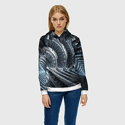 Толстовка-худи женская Фрактальный абстрактный паттерн Броня Fractal Abst, цвет: 3D-белый — фото 2