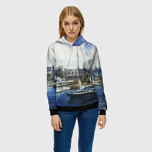 Женская толстовка Во французской гавани / 3D-Черный – фото 3