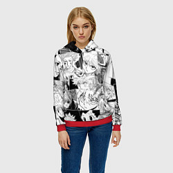 Толстовка-худи женская Hunter x Hunter pattern, цвет: 3D-красный — фото 2