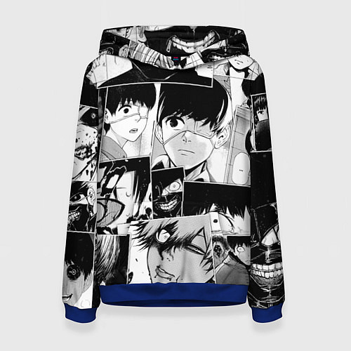 Женская толстовка Токийский гуль паттерн / 3D-Синий – фото 1