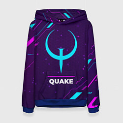Женская толстовка Символ Quake в неоновых цветах на темном фоне