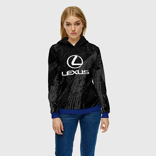 Женская толстовка Lexus - следы шин / 3D-Синий – фото 3