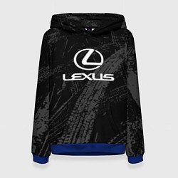 Толстовка-худи женская Lexus - следы шин, цвет: 3D-синий