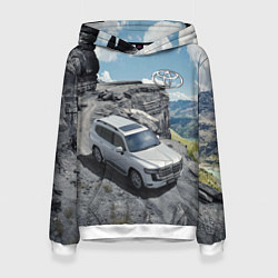 Толстовка-худи женская Toyota Land Cruiser 300 Горная дорога, цвет: 3D-белый