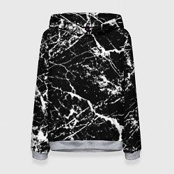 Толстовка-худи женская Текстура чёрного мрамора Texture of black marble, цвет: 3D-меланж