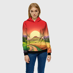 Толстовка-худи женская Дорога к солнцу, цвет: 3D-черный — фото 2