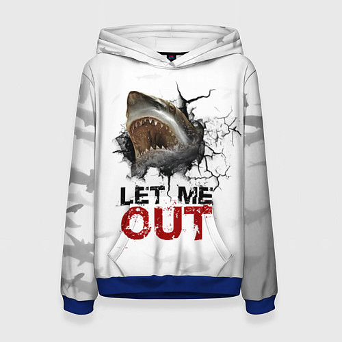 Женская толстовка Акула Let me out - пасть акулы / 3D-Синий – фото 1