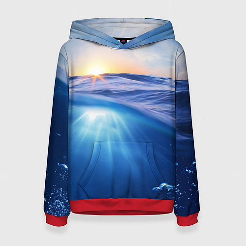 Женская толстовка Грань между небом и водой / 3D-Красный – фото 1