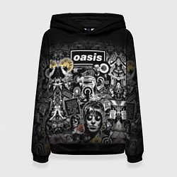 Толстовка-худи женская Большой принт группы OASIS, цвет: 3D-черный