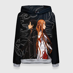 Толстовка-худи женская Кирито и Асуна - Sword Art Online, цвет: 3D-меланж