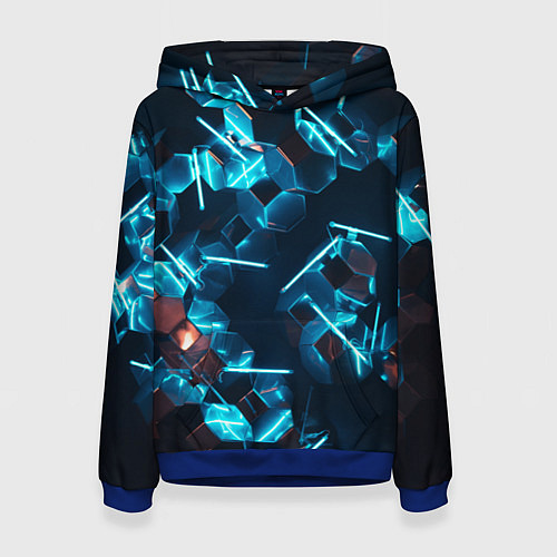 Женская толстовка Неоновые фигуры с лазерами - Голубой / 3D-Синий – фото 1