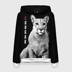 Толстовка-худи женская Cougar - wild cat, цвет: 3D-белый