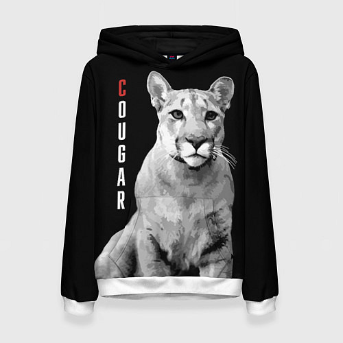 Женская толстовка Cougar - wild cat / 3D-Белый – фото 1