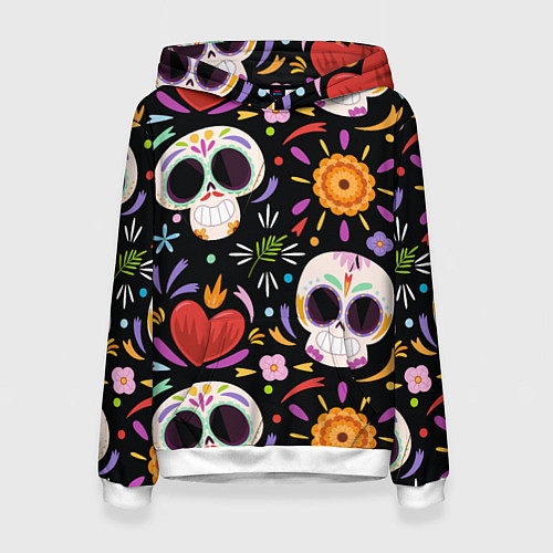 Женская толстовка Веселые черепа в цветах / 3D-Белый – фото 1
