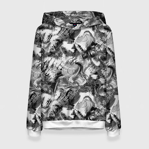 Женская толстовка Абстрактный в серых тонах фон с головой рыбы / 3D-Белый – фото 1