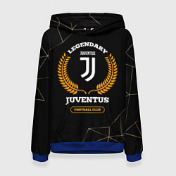 Толстовка-худи женская Лого Juventus и надпись Legendary Football Club на, цвет: 3D-синий