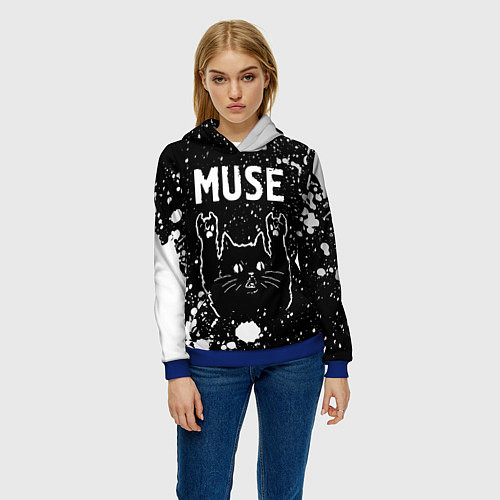 Женская толстовка Группа Muse и Рок Кот / 3D-Синий – фото 3