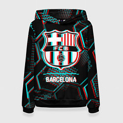 Женская толстовка Barcelona FC в стиле Glitch на темном фоне