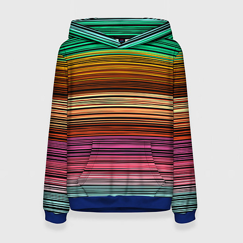 Женская толстовка Multicolored thin stripes Разноцветные полосы / 3D-Синий – фото 1