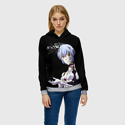 Толстовка-худи женская АЯНАМИ РЕЙ ЕВА-00 ЕВАНГЕЛИОН, цвет: 3D-меланж — фото 2
