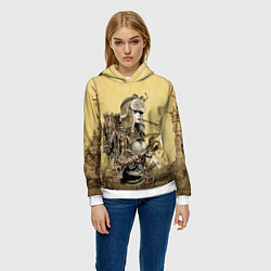 Толстовка-худи женская Крутая девчонка в стиле Стимпанк, цвет: 3D-белый — фото 2