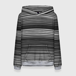 Толстовка-худи женская Black and white thin stripes Тонкие полосы, цвет: 3D-меланж