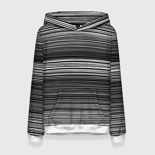 Женская толстовка Black and white thin stripes Тонкие полосы / 3D-Белый – фото 1