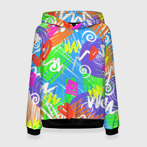 Женская толстовка Яркий геометрический принт на белом фоне / 3D-Черный – фото 1