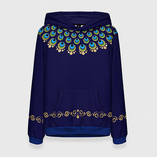 Женская толстовка Павлиньи перья с вензелями / 3D-Синий – фото 1