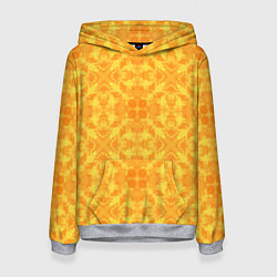 Толстовка-худи женская Желтый абстрактный летний орнамент, цвет: 3D-меланж