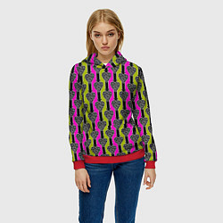 Толстовка-худи женская Striped multicolored pattern Сердце, цвет: 3D-красный — фото 2