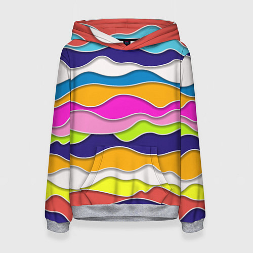 Женская толстовка Разноцветные волны Летний паттерн / 3D-Меланж – фото 1